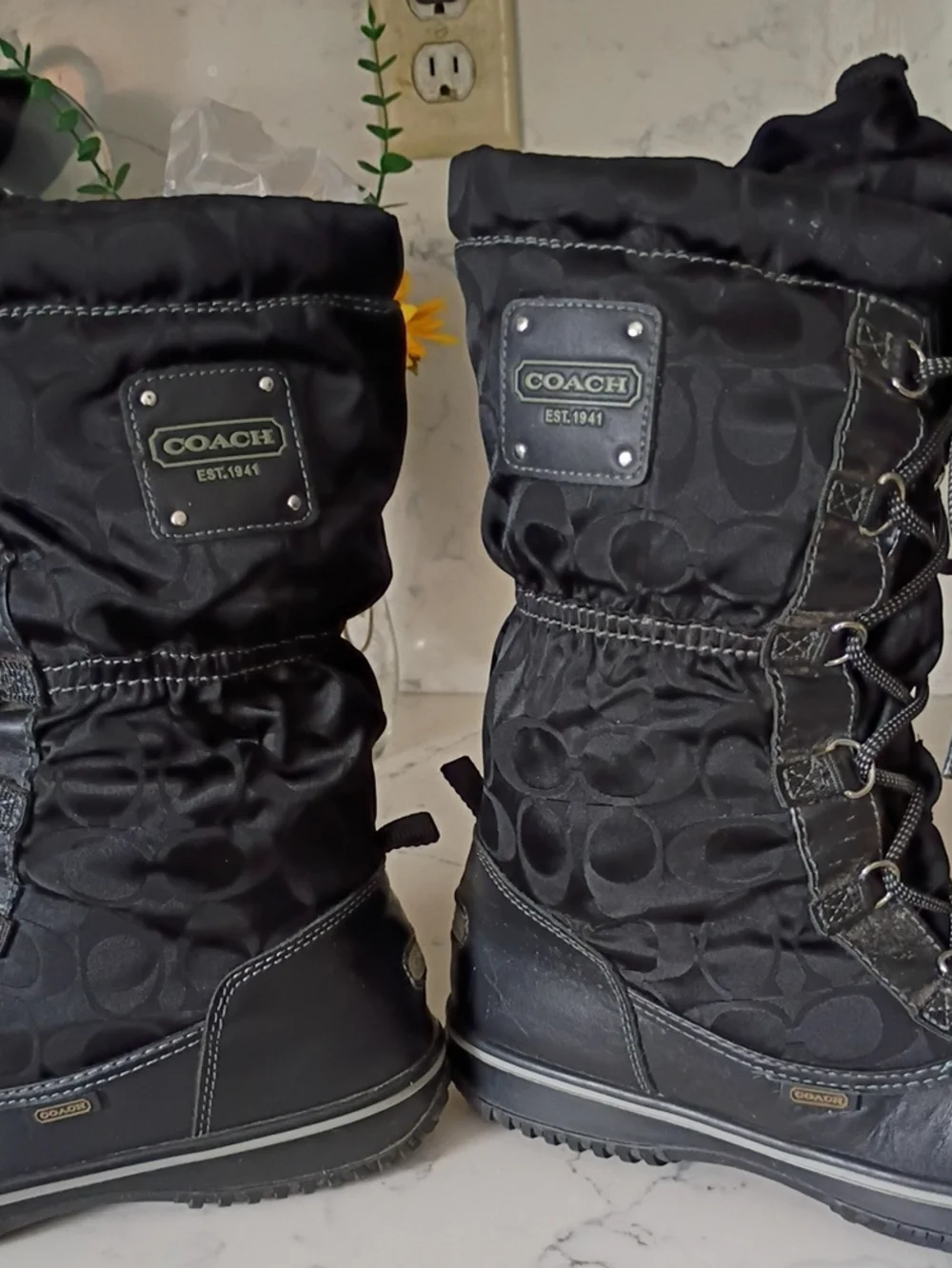 Coach Women's Black Winter Lace-Up Boots